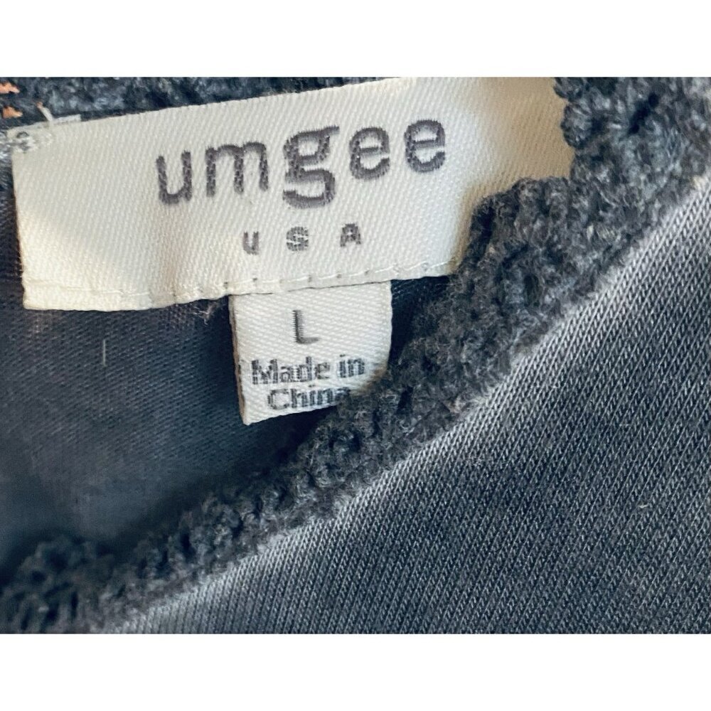 Umgee Dress Womens Large Gray Distressed Crochet Trim Lace Up Back Ruffle Hem - Picture 5 of 6